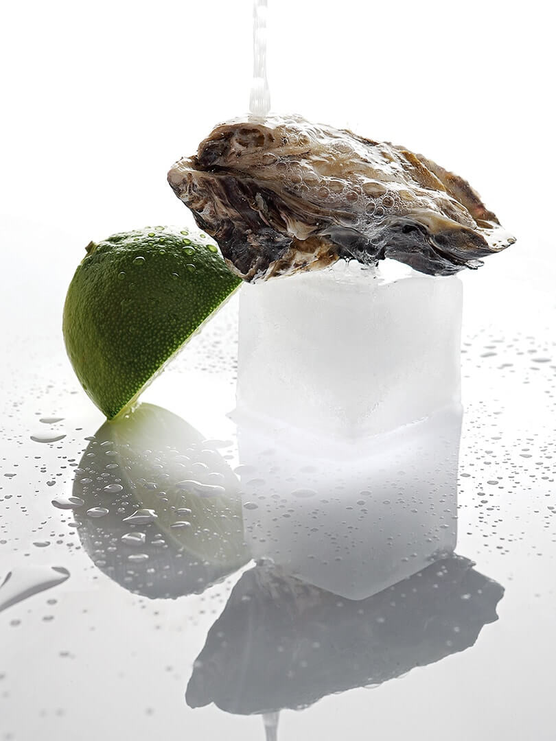 An oyster on ice with lime at The Saxon Hotel. An oyster on ice with lime at The Saxon Hotel.