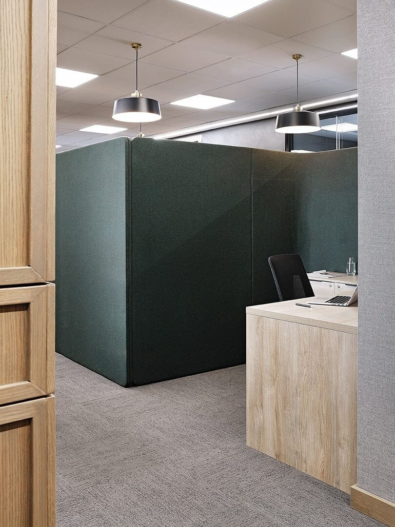 Gorgeous, muted office space with wooden furniture and privacy screens. Photo by Elsa Young. Gorgeous, muted office space with wooden furniture and privacy screens. Photo by Elsa Young.