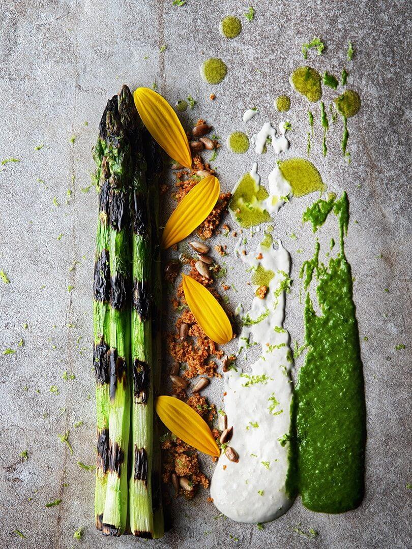Chargrilled asparagus starter at Marble restaurant, Johannesburg. Photo by Elsa Young. Chargrilled asparagus starter at Marble restaurant, Johannesburg. Photo by Elsa Young.