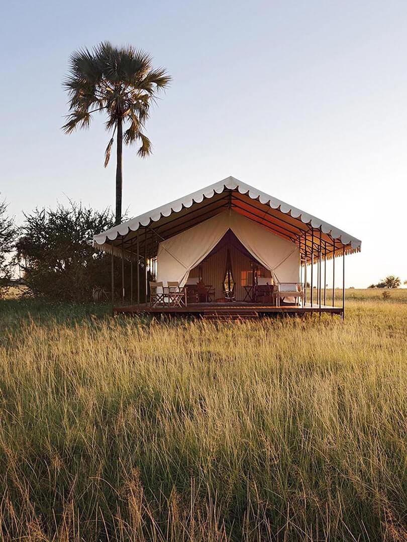 Stunning tented suite on the Botswanan plains. Photo by Elsa Young. Stunning tented suite on the Botswanan plains. Photo by Elsa Young.