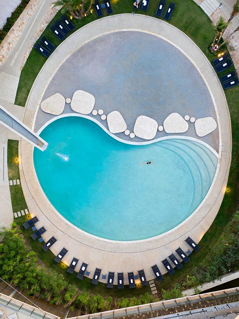 Drone view of The Houghton Hotel and Spa's oval swimming pool. Photo by Elsa Young. Drone view of The Houghton Hotel and Spa's oval swimming pool. Photo by Elsa Young.