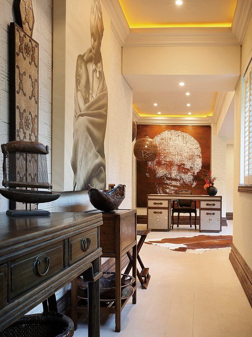 Lavish passage inspired by Africa at The Saxon Hotel in Johannesburg. Lavish passage inspired by Africa at The Saxon Hotel in Johannesburg.