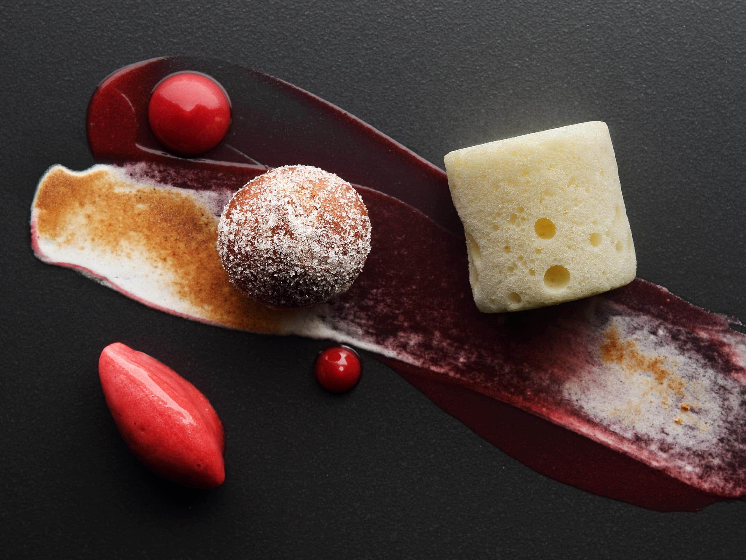 A dessert of raspberry with lemon sabayon. Photo by Elsa Young. A dessert of raspberry with lemon sabayon. Photo by Elsa Young.