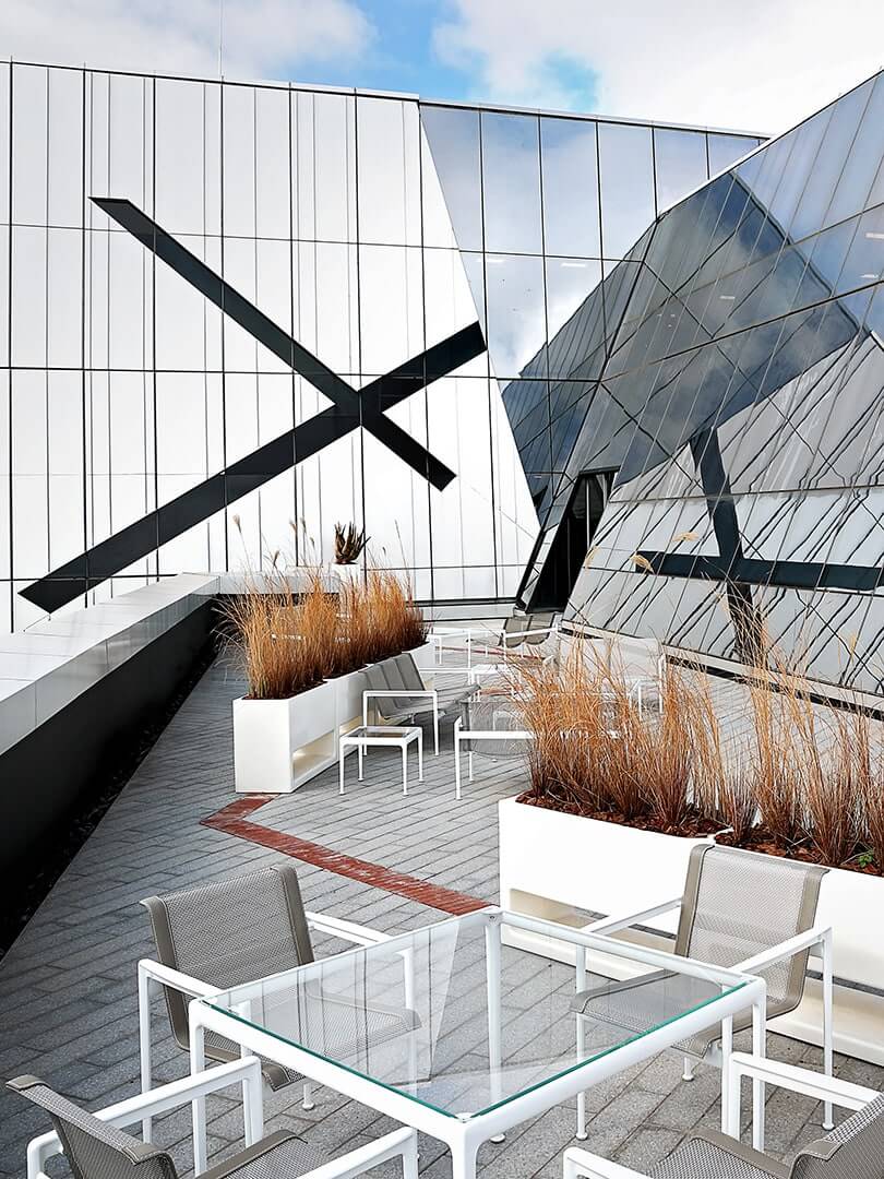 Rooftop terrace of a modern office buidling. Photo by Elsa Young. Rooftop terrace of a modern office buidling. Photo by Elsa Young.