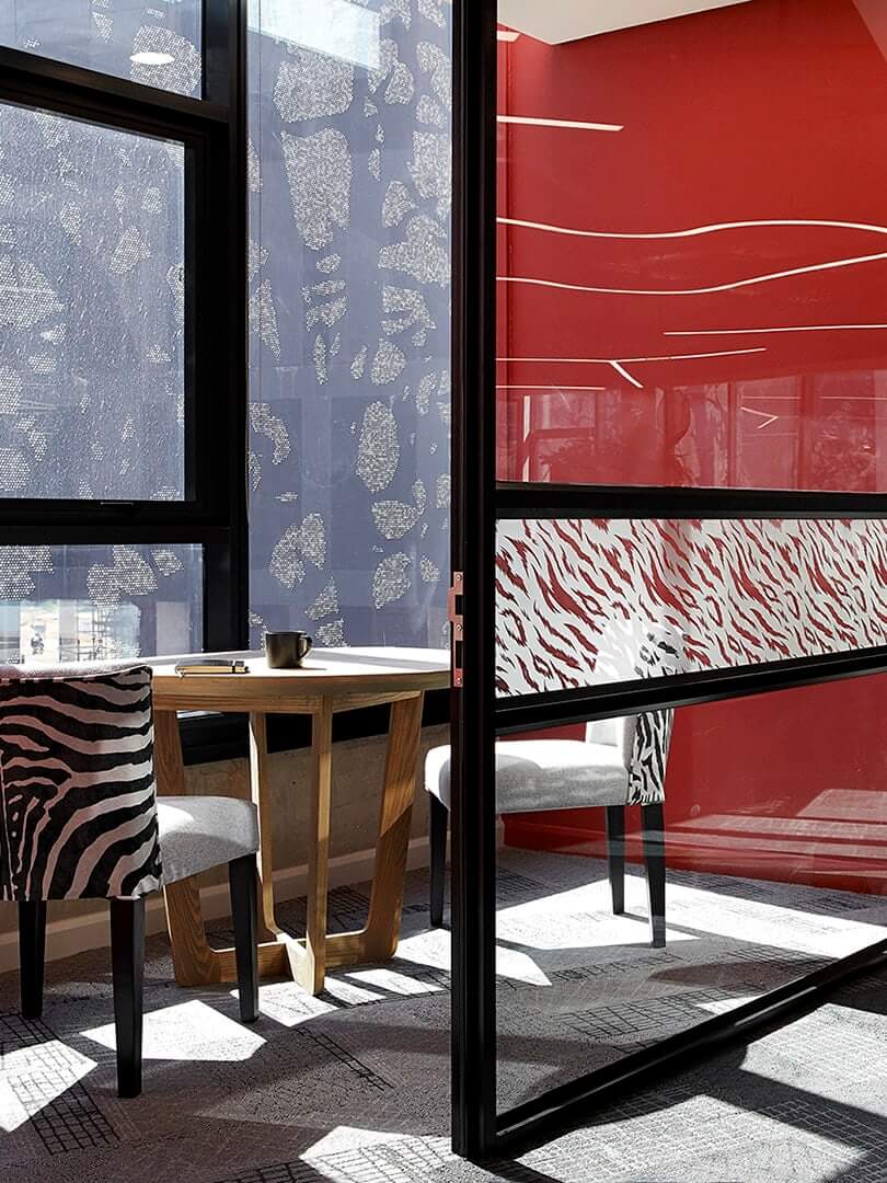 Modern African-inspired office's small meeting room. Modern African-inspired office's small meeting room.